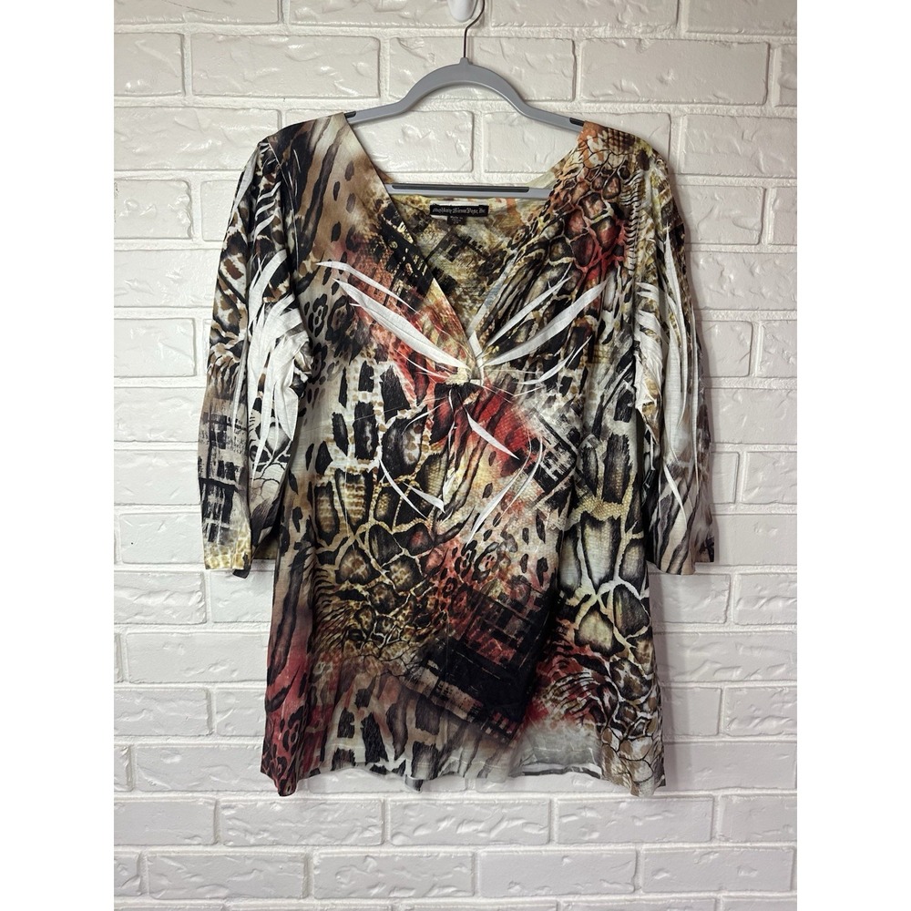 Mushbaby Sienna Rose Inc Animal Print Mesh Tunic Top 2X Y2K Mob Wife Chic